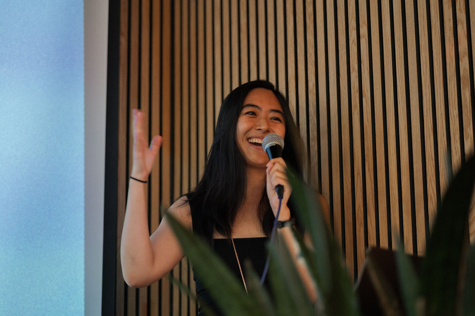 kathy wang on the mic